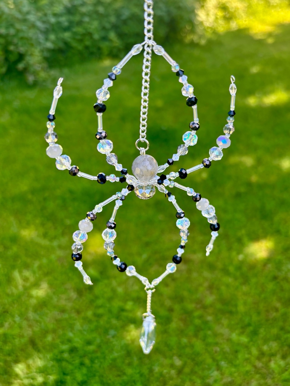 Crystal beaded spider suncatcher.